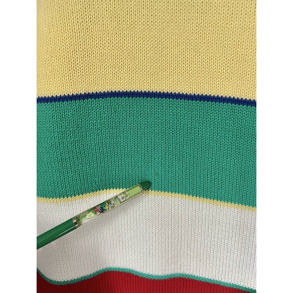 Vintage 90s Lands End Womens S/M Stripe Color Block Knit Crewneck Sweater Preppy - Picture 9 of 9